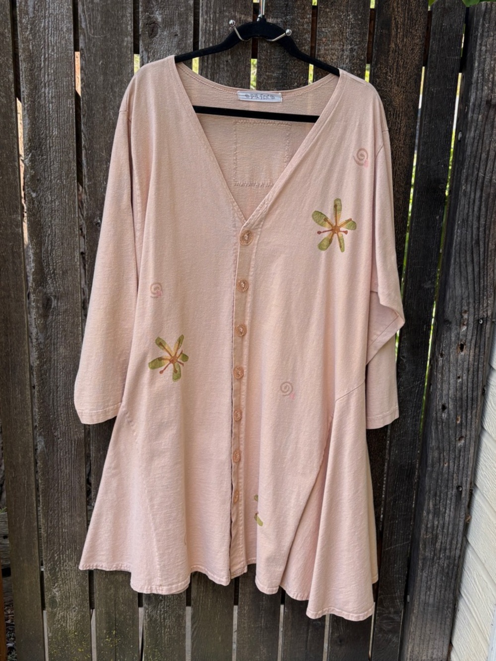 Blue Fish Vintage Hand Printed Organic Cotton Oversized Button Cardigan Jacket
